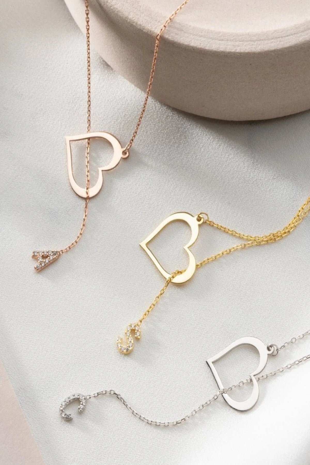 925 Ayar Gümüş Harfli Kalp Kolye