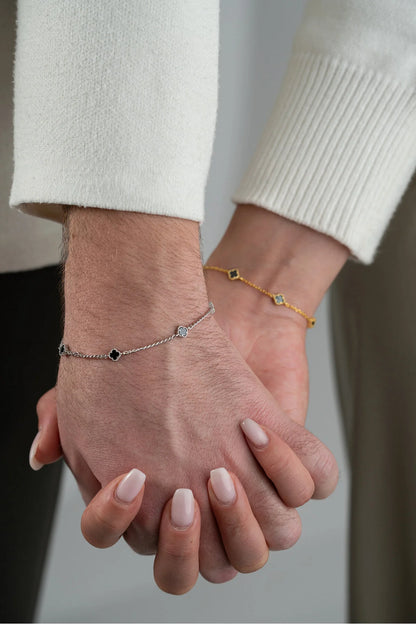 925 Ayar Gümüş Çift Yonca Bileklik