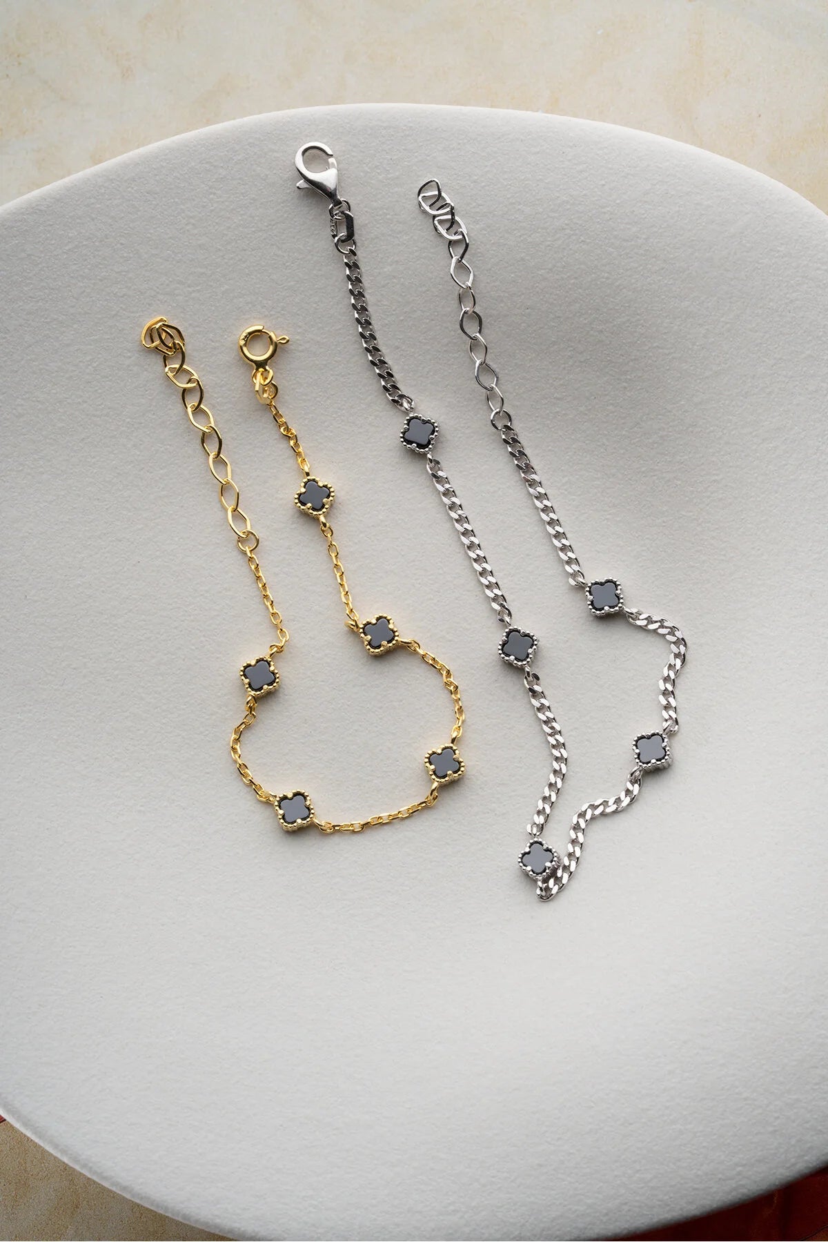 925 Ayar Gümüş Çift Yonca Bileklik