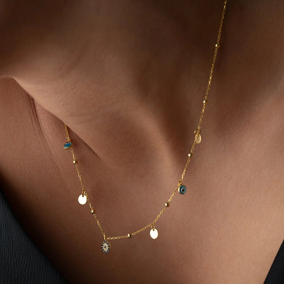 925 Ayar Gümüş Nazarlı Şans Kolye– Blue Aura