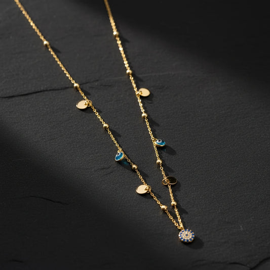 925 Ayar Gümüş Nazarlı Şans Kolye– Blue Aura