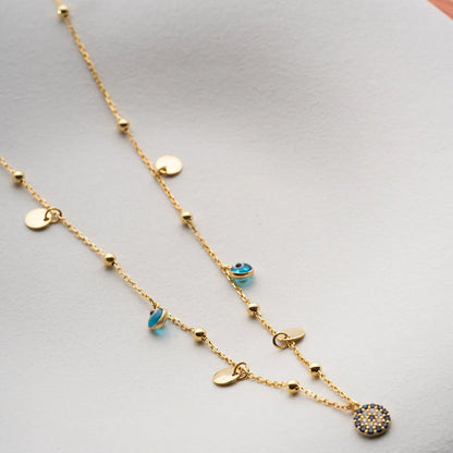 925 Ayar Gümüş Nazarlı Şans Kolye– Blue Aura