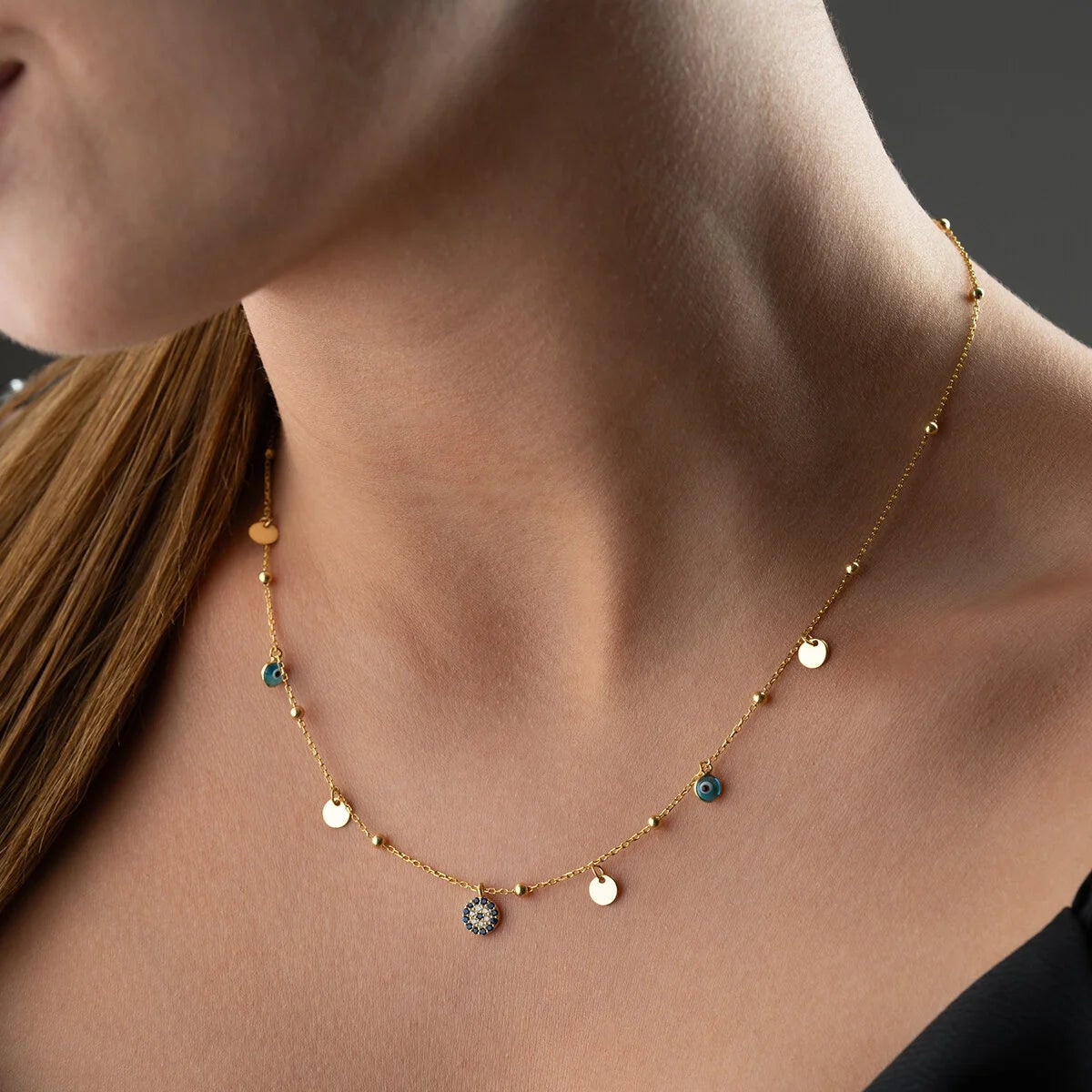 925 Ayar Gümüş Nazarlı Şans Kolye– Blue Aura