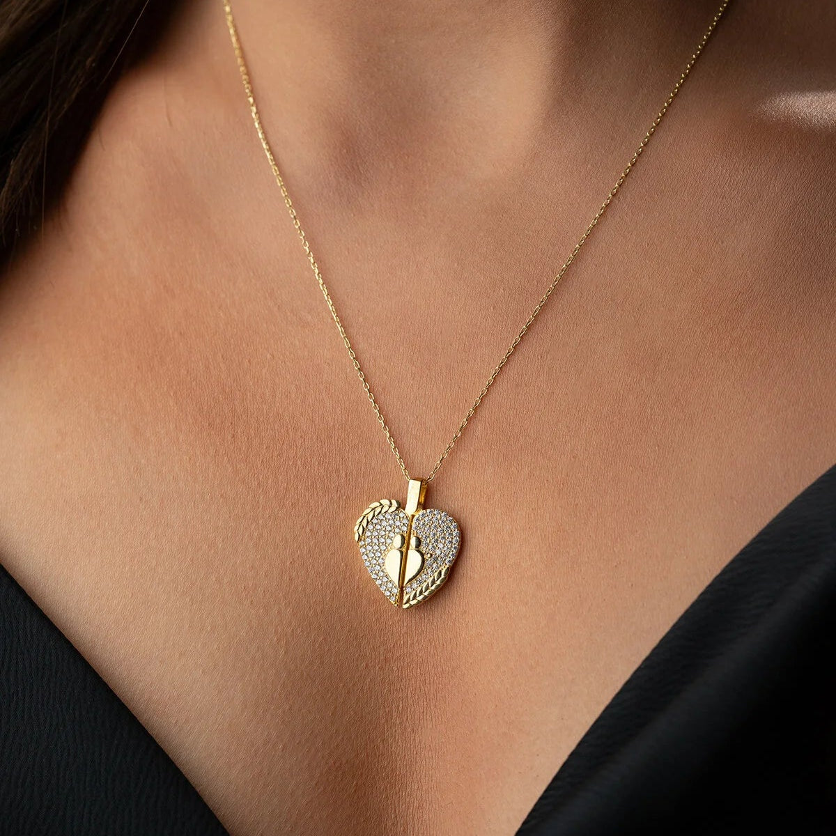 kişiye özel kalpli aşk kolyesi – 925 ayar altın kaplama