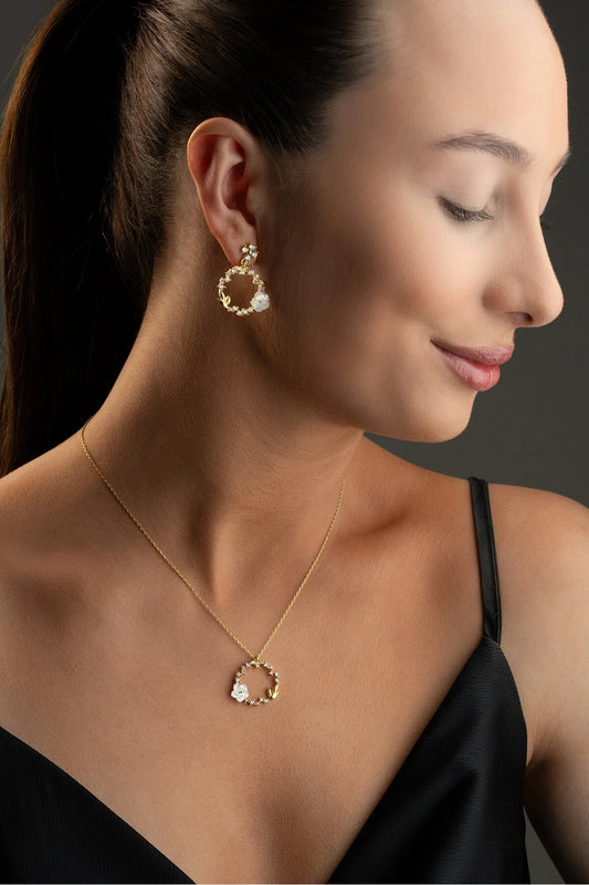 Flora Aura Sedef Çiçekli Set