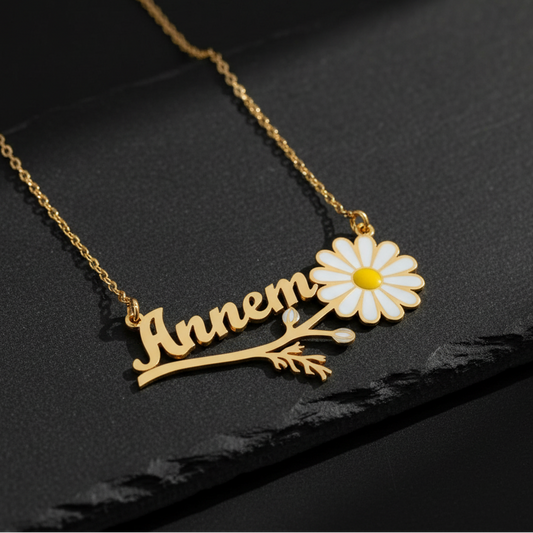 Anneler Günü Annem Yazılı Papatya Kolye