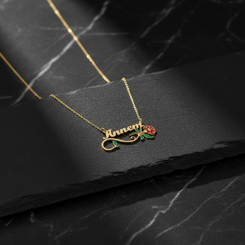 Muttertag Annem Schriftzug Blumen Halskette