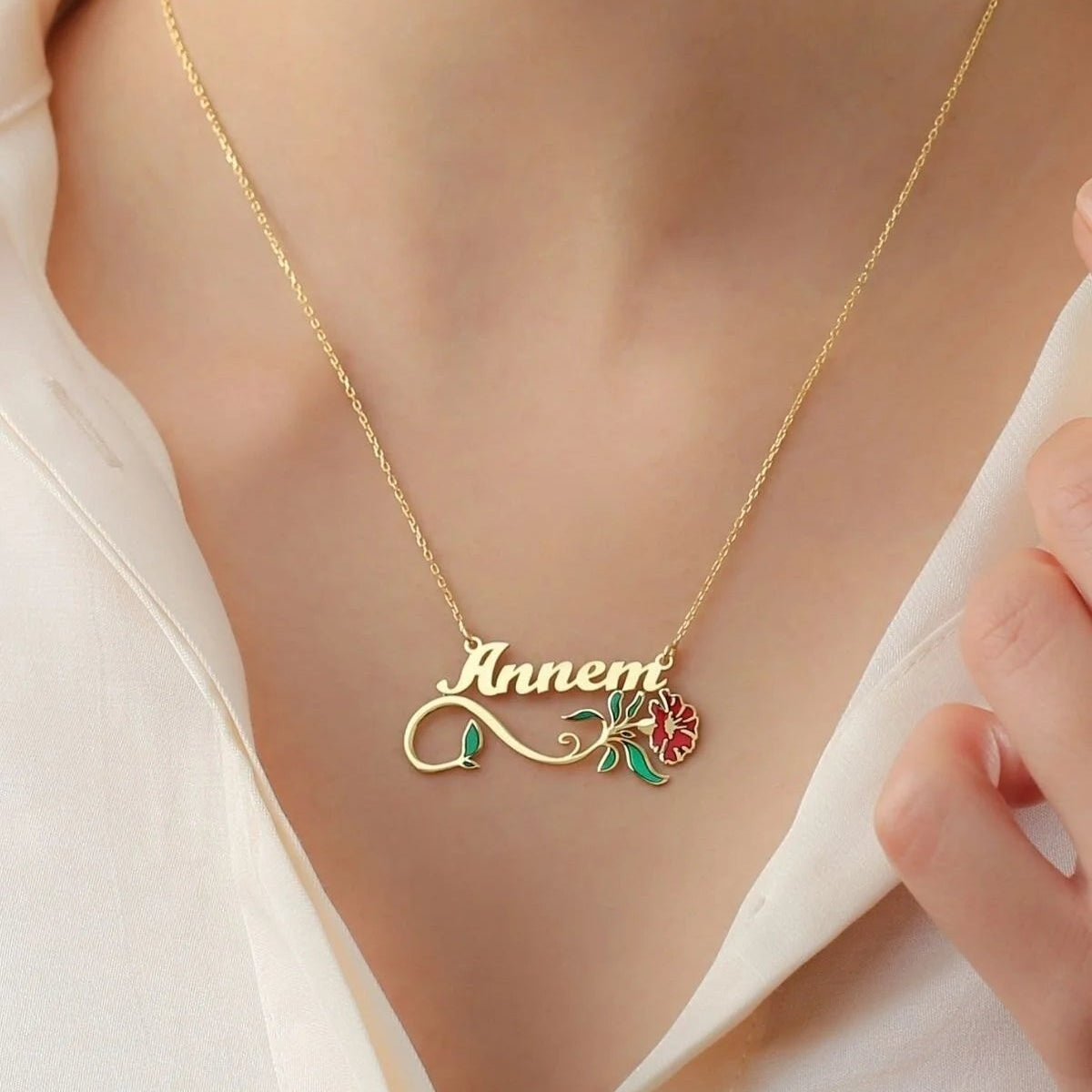 Muttertag Annem Schriftzug Blumen Halskette