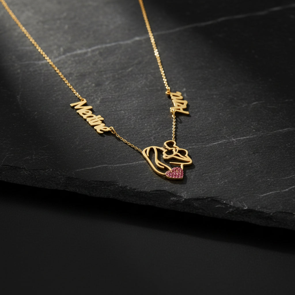 Anneler Günü İsim Yazılı Anne Bebek Kolye