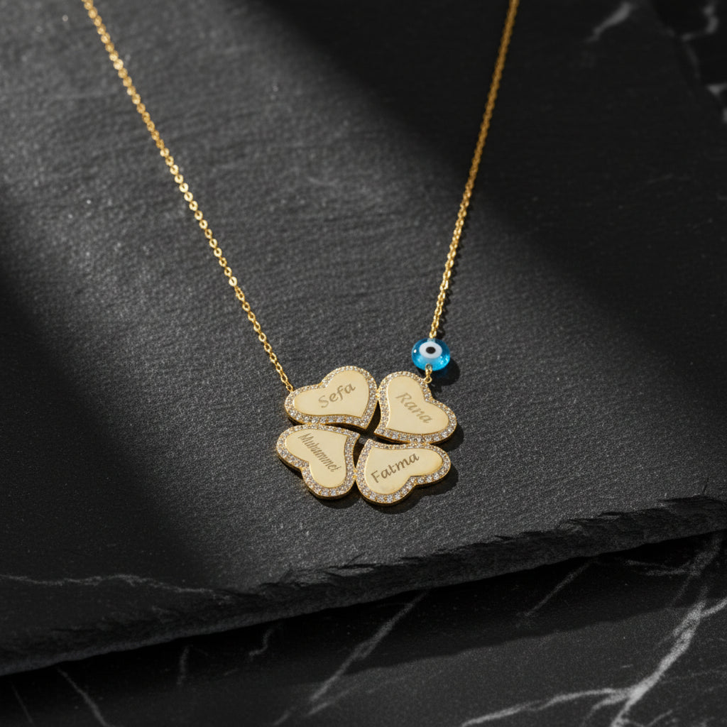Personalisierte Familien Kleeblatt Halskette für Mama