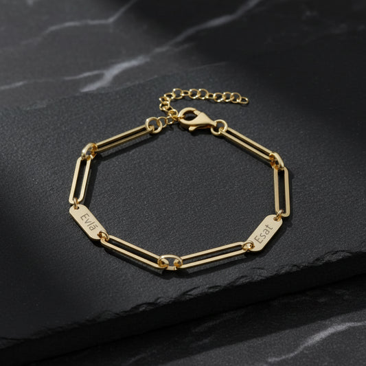 Bracelet Prénom Argent 925 Chaîne Trombone