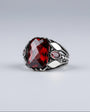 925 Sterling Silver Red Stone Men's Ring
