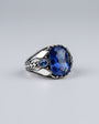 925 Sterling Silver Large Navy Blue Stone Men's Ring