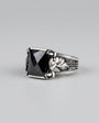 925 Sterling Silver Eagle Motif Black Stone Men's Ring
