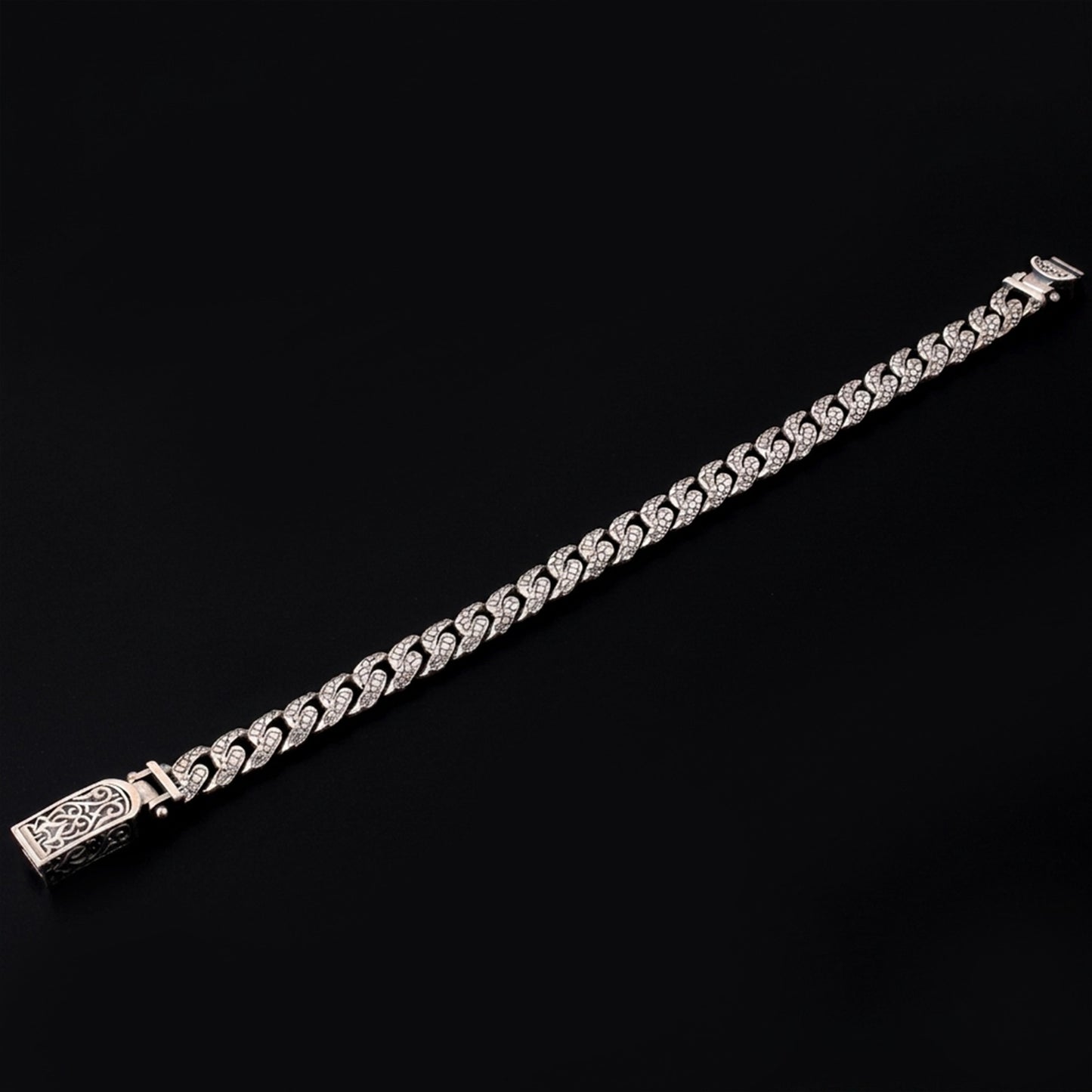 Stone Cuban Erkek Bileklik | 925 Ayar Gümüş