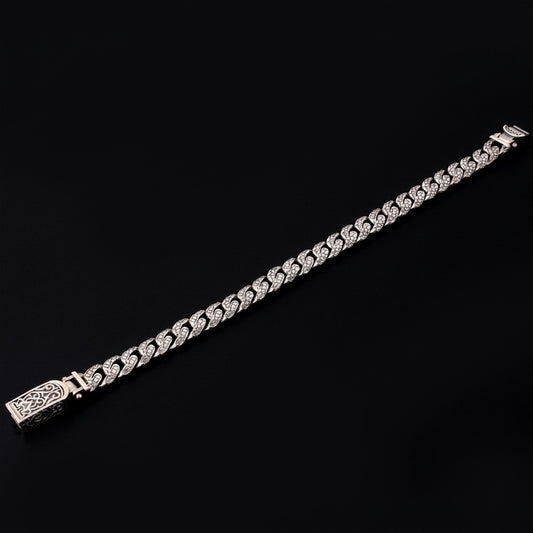 Stone Cuban Herrenarmband | 925 Silber
