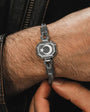Crescent and Star Embroidered Chain Men's Silver Bracelet