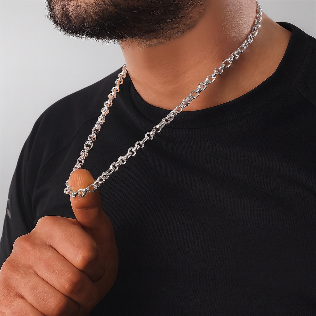 Kalın Bakla Zincir - 925 Ayar Gümüş