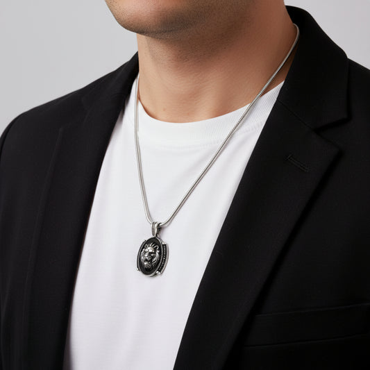 925 Sterling Silver Lion Necklace with Micro Stones