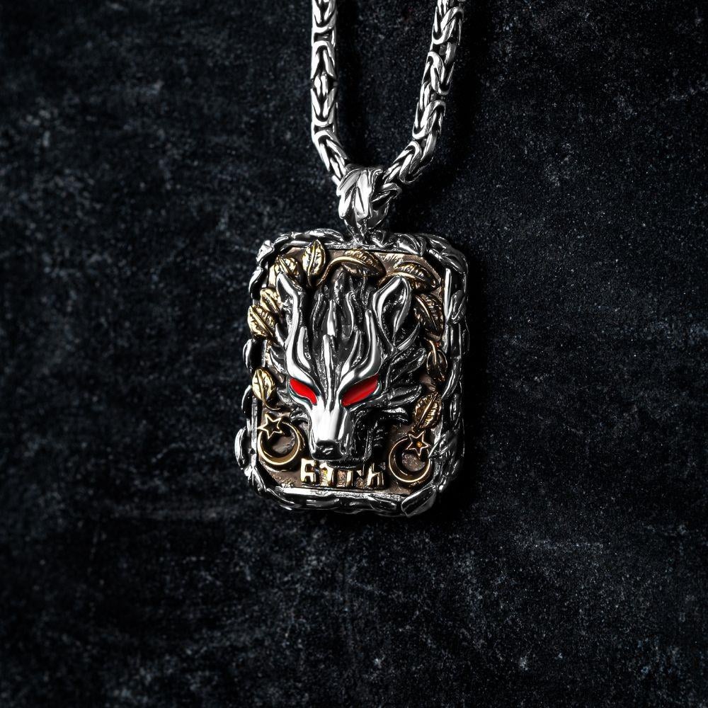 Göktürkçe Türk Bozkurt Gümüş Kolye