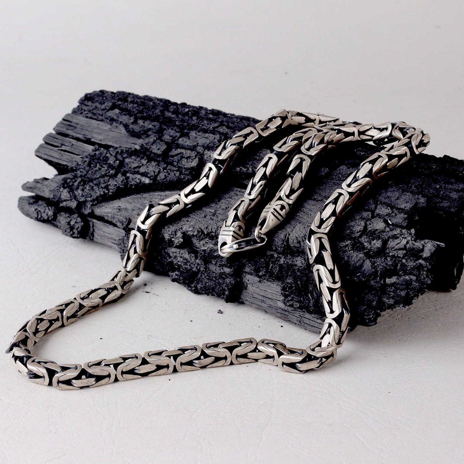 925 Sterling Silver King Chain Necklace & Bracelet Set
