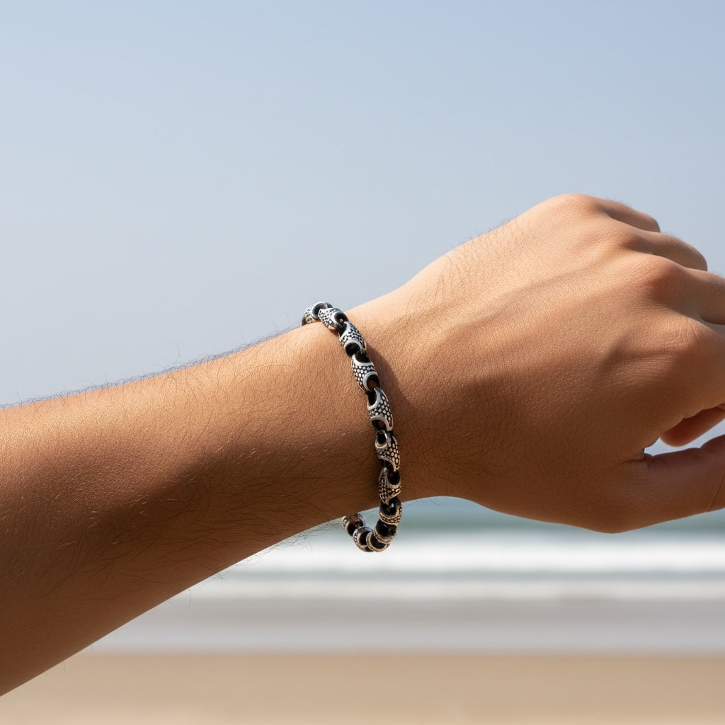 925 Ayar Gümüş Dark Scale Erkek Bileklik