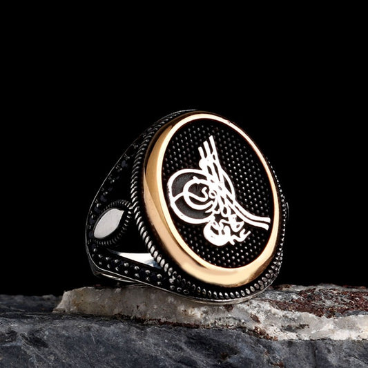 925 Ayar Gümüş Osmanlı Tuğralı Erkek Yüzük