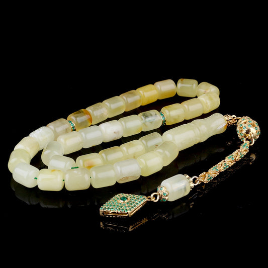 Mat Sarı Kapsül Kesim Damla Kehribar Tesbih