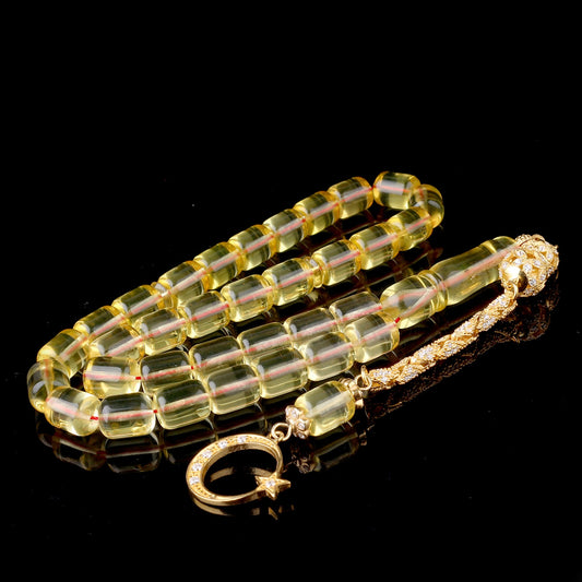 Şeffaf Damla Kehribar Tesbih Ayyıldız Model