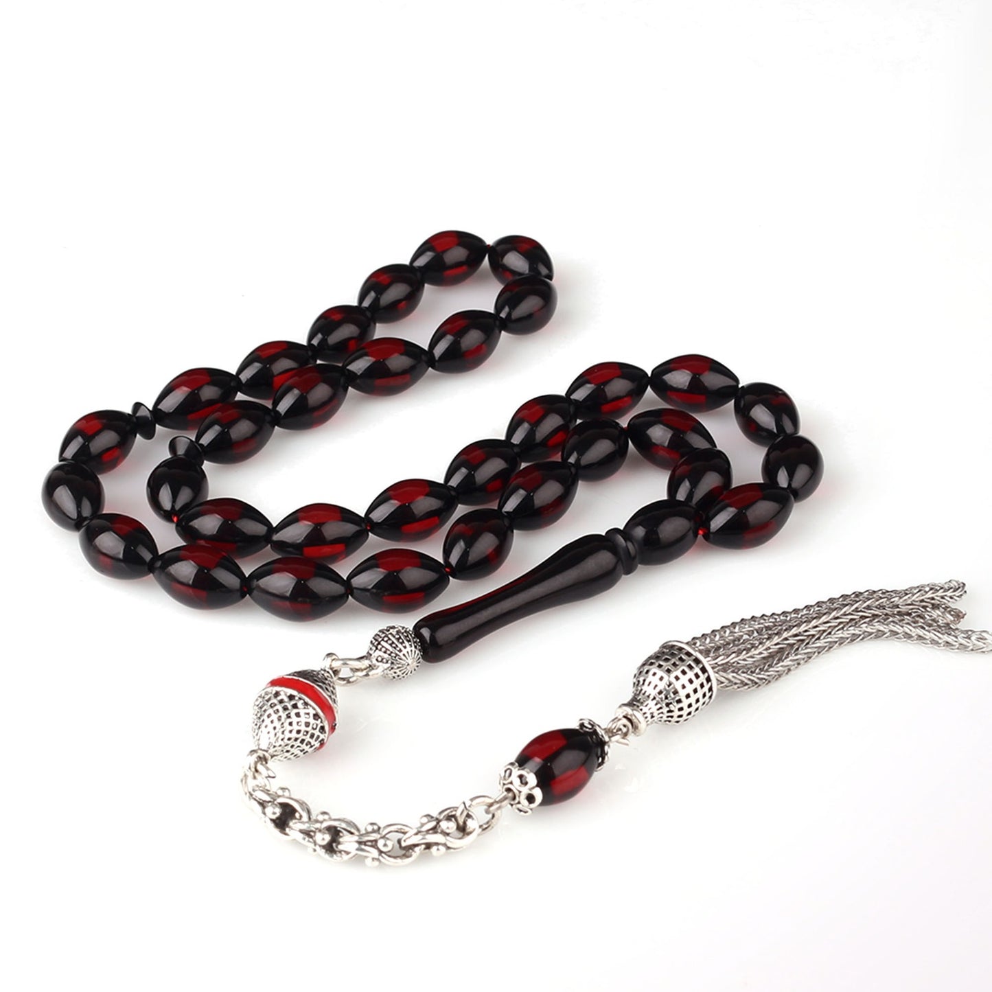 Sürmeli Model Ateş Kehribar Tesbih (Alpaga Mine Püsküllü)