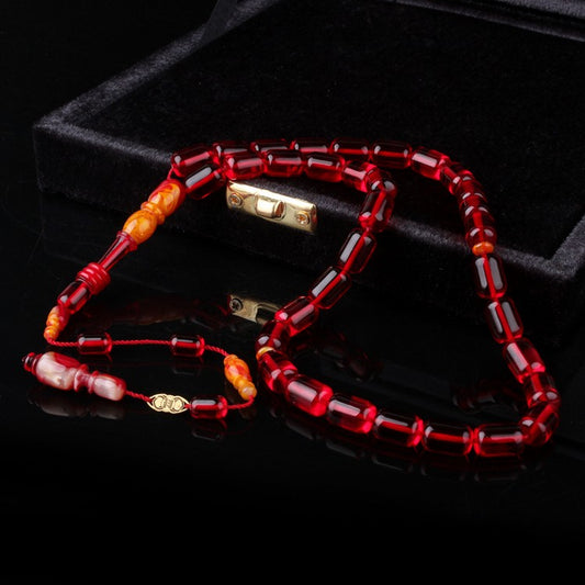 Usta İşçiliği İmzalı Sistemli Ateş Kehribar Tesbih