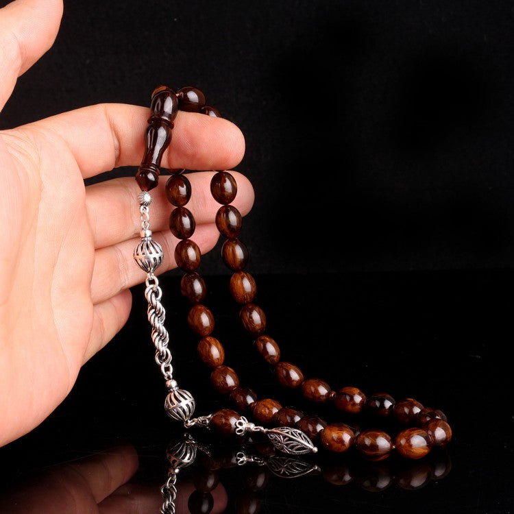 Kahverengi Ateş Kehribar Tesbih