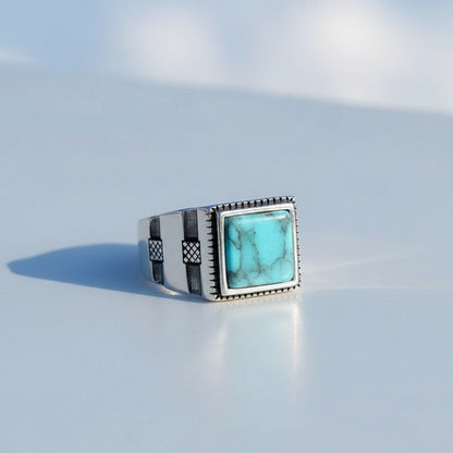 925 Sterling Silber Herrenring mit Türkisstein