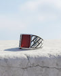 925 Sterling Silver Men's Ring with Agate Stone