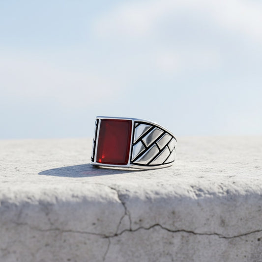 925 Sterling Silber Herrenring mit Achatstein