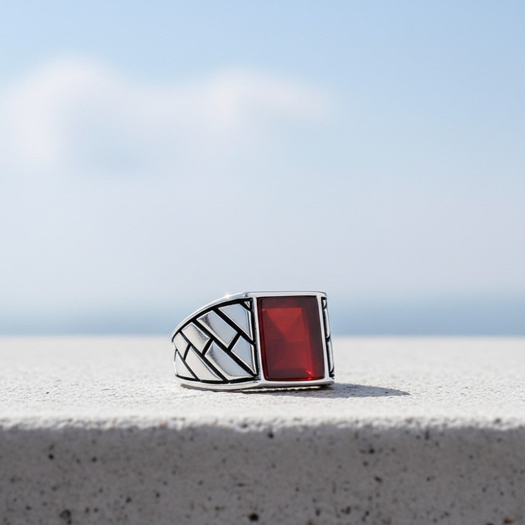 925 Sterling Silber Herrenring mit Achatstein