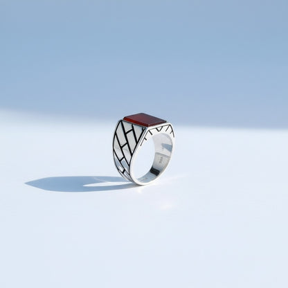 925 Sterling Silber Herrenring mit Achatstein