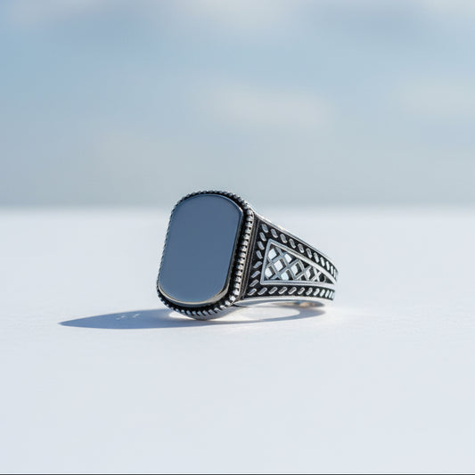 Oniks Taşlı 925 Ayar Gümüş Erkek Yüzük