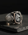 Men’s Silver Ring with Bozkurt and Eagle Details