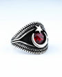 Red Stone Crescent Star Men’s Ring | 925 Sterling Silver