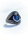 Blue Stone Crescent Star Men’s Ring | 925 Sterling Silver