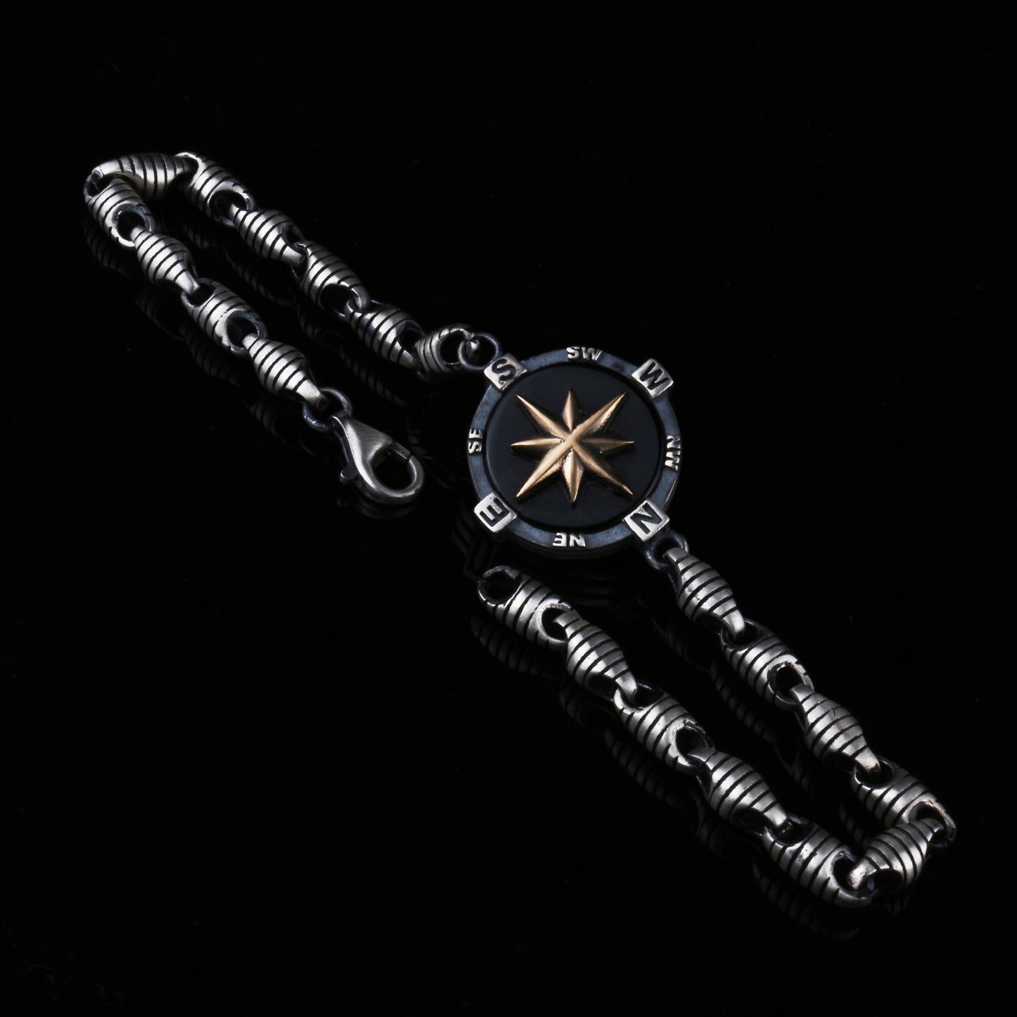 Kompass Herrenarmband | 925 Silber