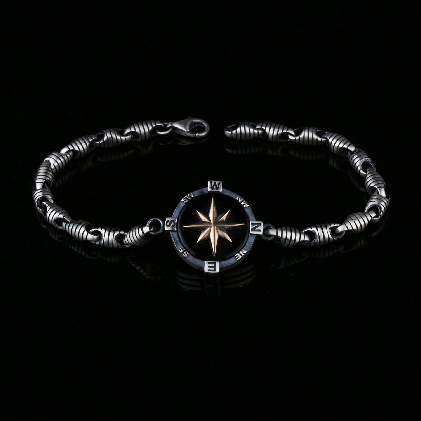 Kompass Herrenarmband | 925 Silber
