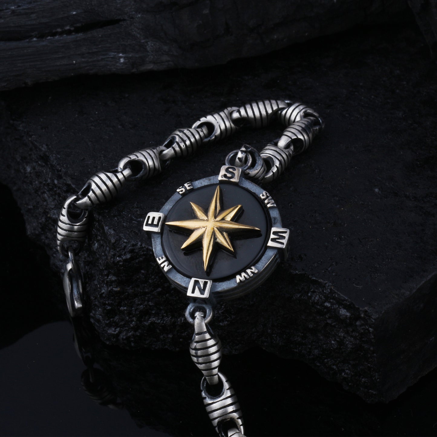 Kompass Herrenarmband | 925 Silber