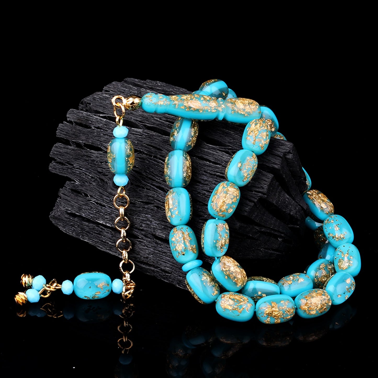 Tesbih émaillé turquoise | Métal