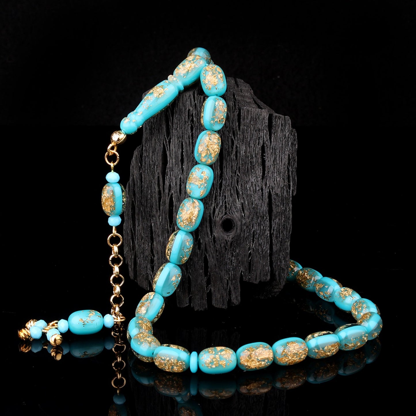 Tesbih émaillé turquoise | Métal