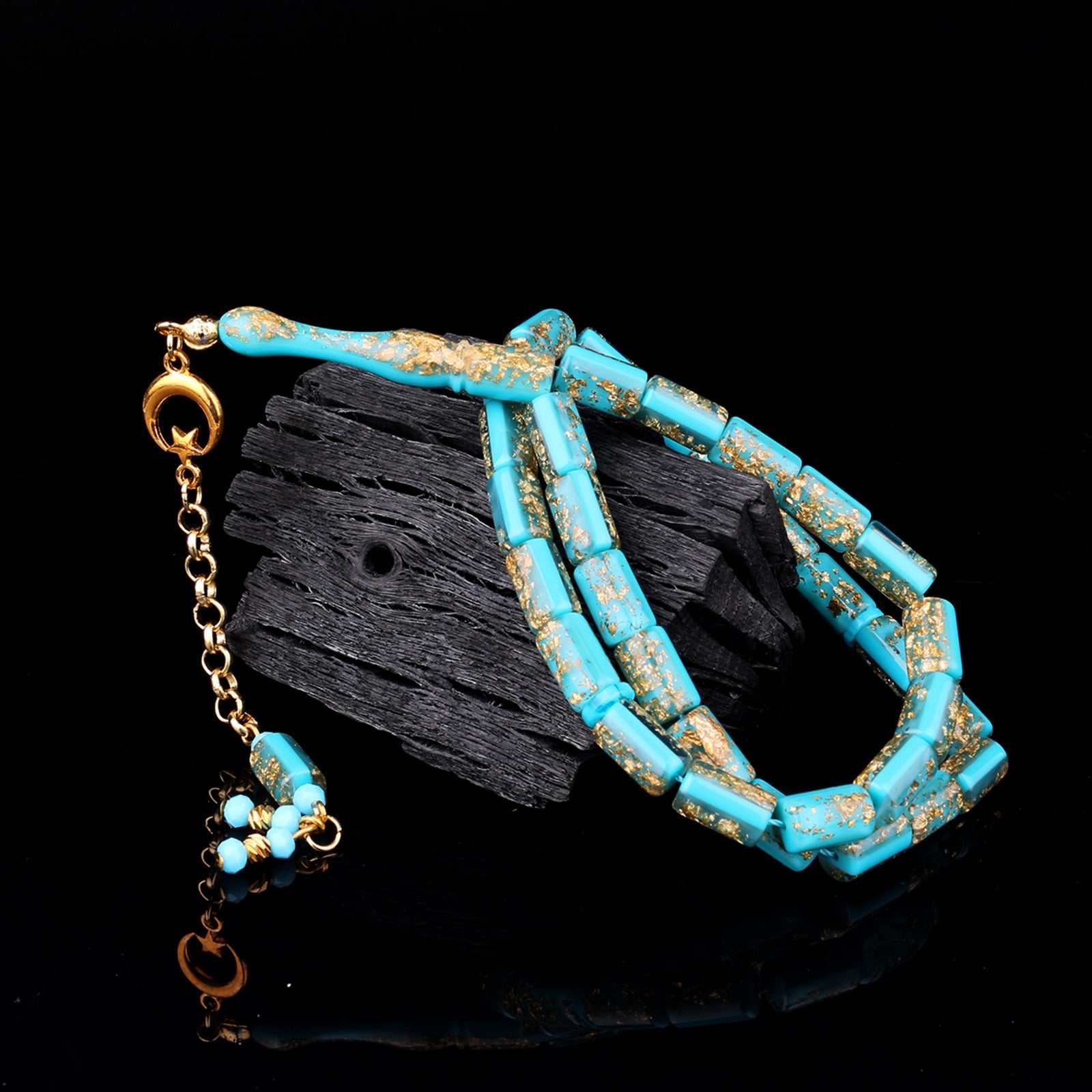 Turquoise Cut Enamel Tesbih | Metal