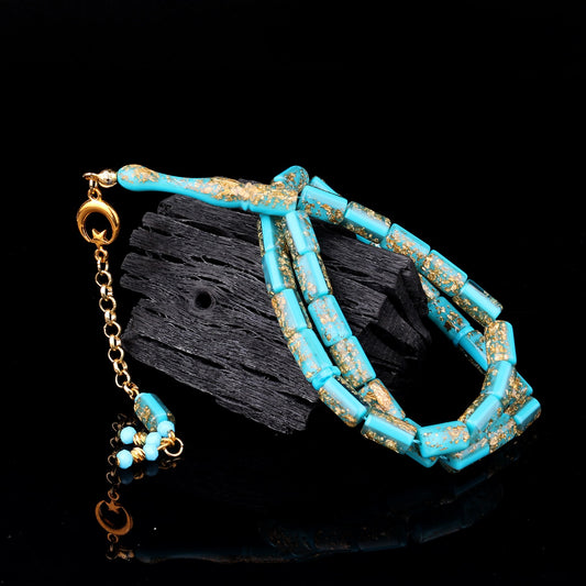 Tesbih turquoise émaillé | Métal