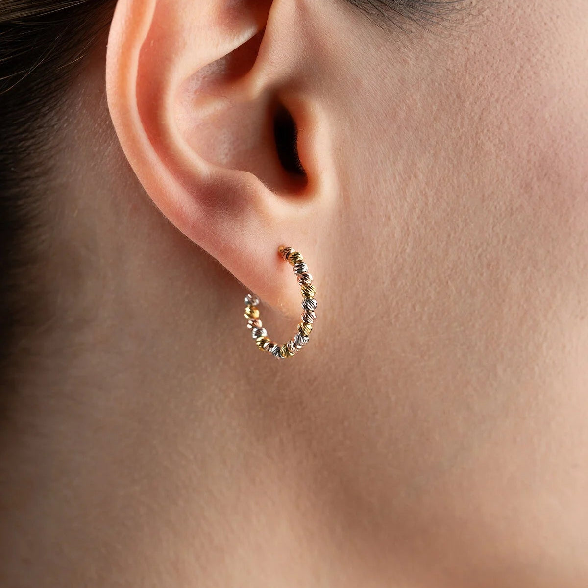 Tricolor Dorika Hoop Earrings | 925 Sterling Silver