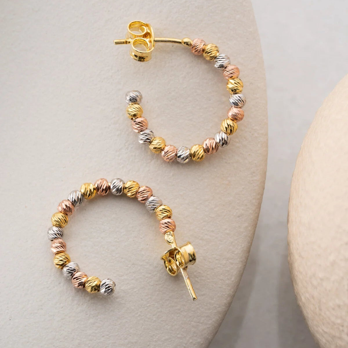 Tricolor Dorika Hoop Earrings | 925 Sterling Silver